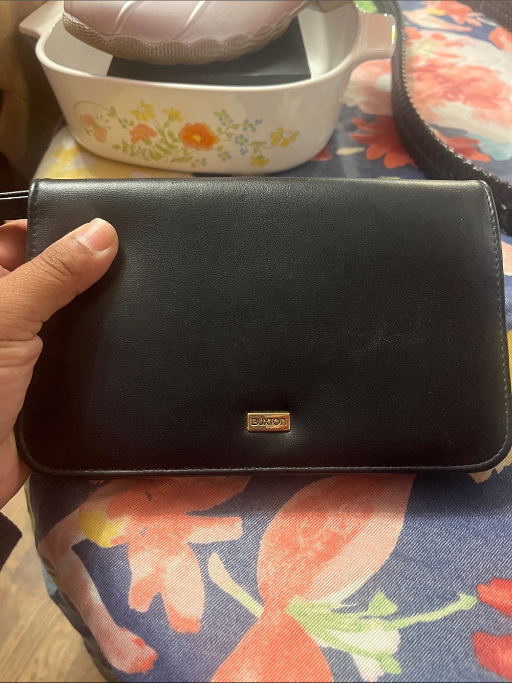Buxton Black Leather Wallet/Wristlet